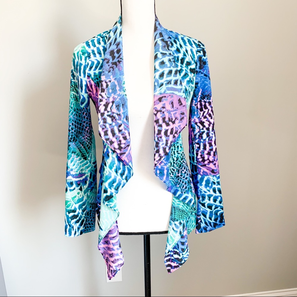 NWT Bebe Multicolor Animal Print Waterfall Jacket